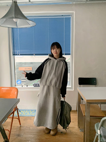Dubs line brushed cargo long skirt